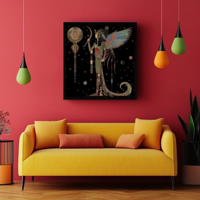 Ägyptischer Mond Gott Khonsu Rainbow Black Abstrak Poster (Von Creator hochgeladen)