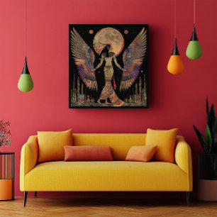 Ägyptischer Mondgott Khonsu Abstrakter Regenbogen  Poster