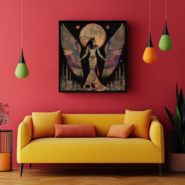 Ägyptischer Mondgott Khonsu Abstrakter Regenbogen  Poster (Von Creator hochgeladen)