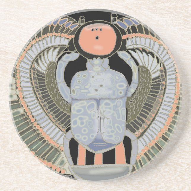 Ägyptischer Pastel Colored Scarab Käfer Getränkeuntersetzer (Vorne)