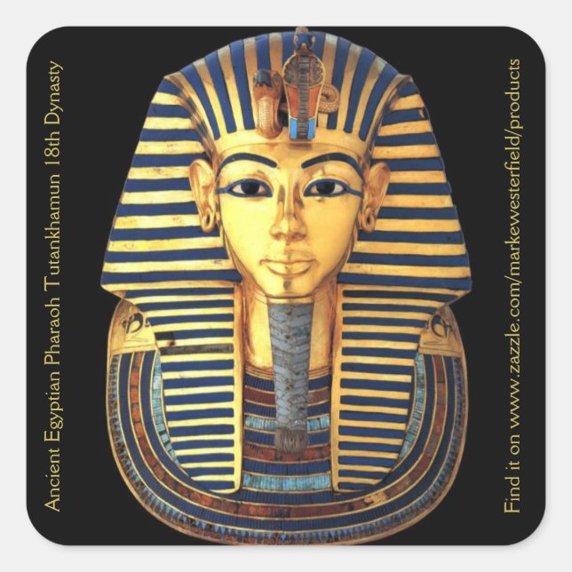 Ägyptischer Pharao Tutankhamun 18. Dynastie Quadratischer Aufkleber (Vorderseite)