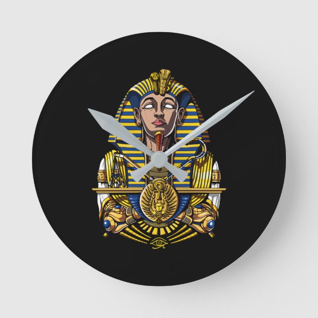 Ägyptischer Pharao Tutankhamun King Tut Runde Wanduhr (Vorderseite)