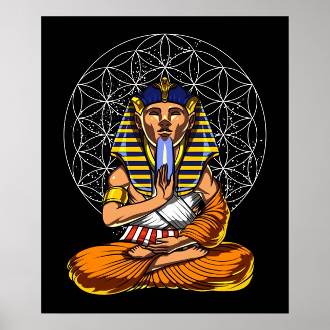 Ägyptischer Pharao Tutankhamun Yoga Meditation Poster (Vorne)