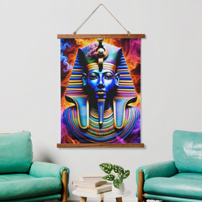 Ägyptischer Pharao Wandteppich Mit Holzrahmen (Wohnzimmer)