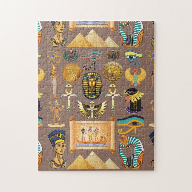 Ägyptisches altes Hieroglyphenmuster-Symbol Puzzle (Vertikal)