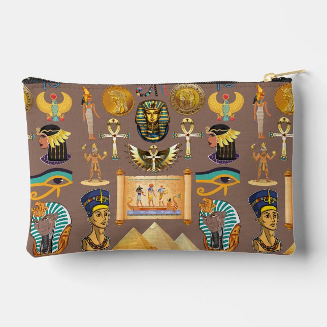 Ägyptisches altes Hieroglyphenmuster-Symbol Zubehörtasche (Rückseite)