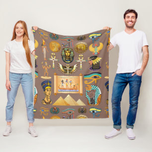 Ägyptisches altes Hieroglyphisches Muster Fleecedecke