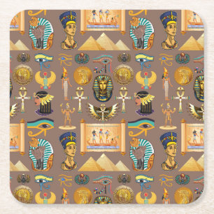 Ägyptisches altes Hieroglyphisches Muster Rechteckiger Pappuntersetzer