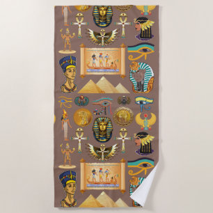 Ägyptisches altes Hieroglyphisches Muster Strandtuch