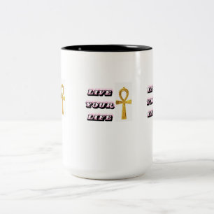Ägyptisches Ankh-Lebenszitat - Goldener Schlüssel  Zweifarbige Tasse