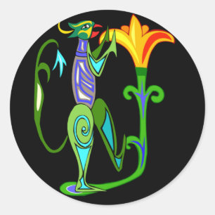 Ägyptisches Art Deco mit Lotus-Blume-Aufkleber Runder Aufkleber