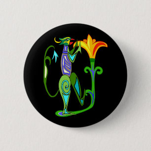 Ägyptisches Art Deco mit Lotus-Blume Button
