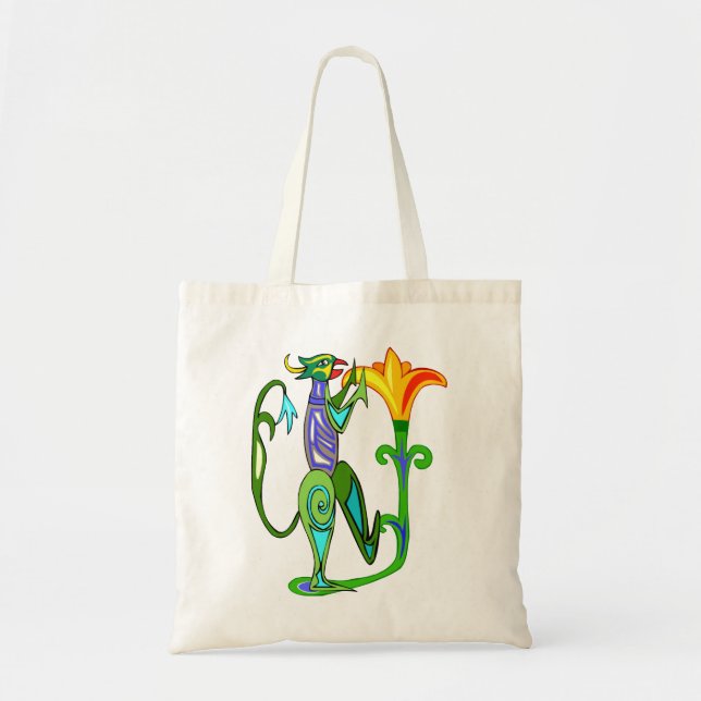 Ägyptisches Art Deco mit Lotus Blume Tote Tasche (Vorne)