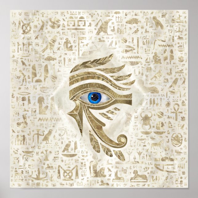 Ägyptisches Auge des Horus - Gold und Perle Poster (Vorne)
