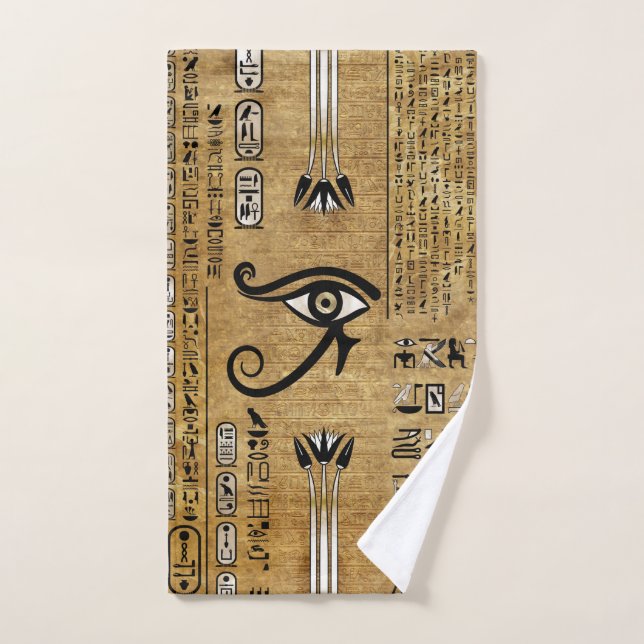 Ägyptisches Auge des Horus - Wadjet-Ornament Badhandtuch Set (Handtuch)