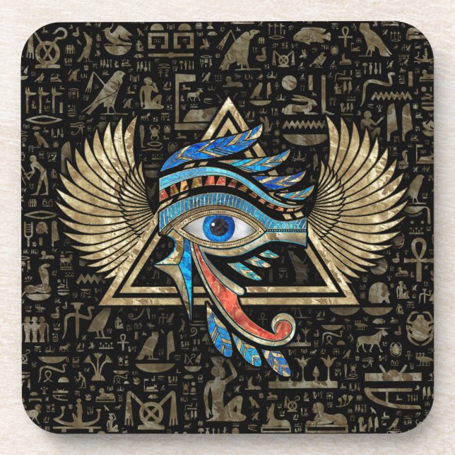 Ägyptisches Auge des Horus - Wadjet-Ornament Getränkeuntersetzer (Vorderseite)