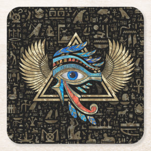 Ägyptisches Auge des Horus - Wadjet-Ornament Rechteckiger Pappuntersetzer