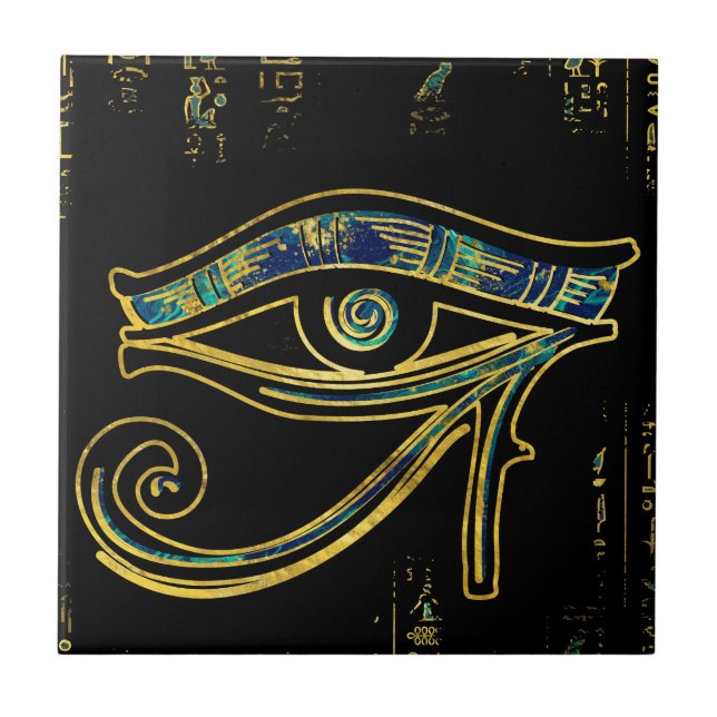 Ägyptisches Auge von Horus auf Hieroglyphen und Fliese (Vorderseite)