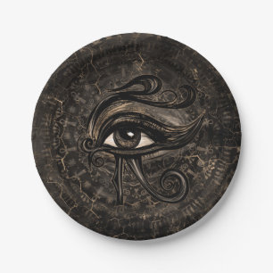 Ägyptisches Auge von Horus - Wadjet Digital Kunst Pappteller