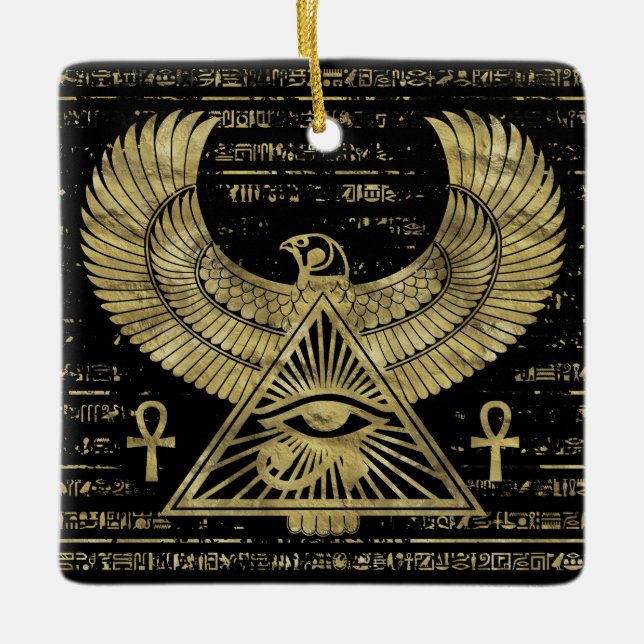 Ägyptisches Auge von Horus - Wadjet Gold und Keramikornament (Vorderseite)