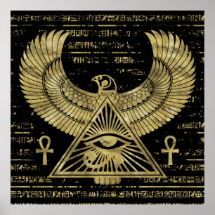 Ägyptisches Auge von Horus - Wadjet Gold und Poster