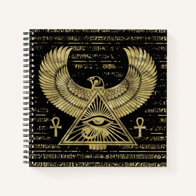 Ägyptisches Auge von Horus - Wadjet Gold und Schwa Notizbuch (Vorderseite)