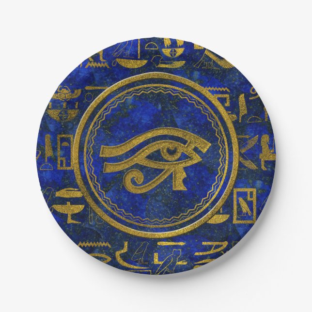 Ägyptisches Auge von Horus - Wadjet Lapislazuli Pappteller (Vorderseite)