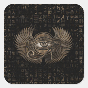 Ägyptisches Auge von Horus - Wadjet Vintag Gold Quadratischer Aufkleber