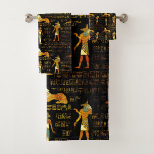 Ägyptisches dekoratives Hieroglyphen Muster Badhandtuch Set