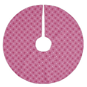 Ägyptisches Fliesenmuster, bordeauxrot und rosa Polyester Weihnachtsbaumdecke