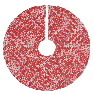 Ägyptisches Fliesenmuster, dunkelrot und weiß Polyester Weihnachtsbaumdecke