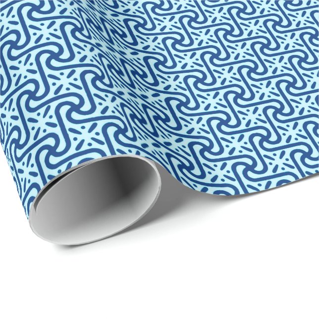 Ägyptisches Fliesenmuster, Indio und Light Sky Blu Geschenkpapier (Rolleneckpunkt)