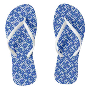 Ägyptisches Fliesenmuster, Kobalt Blau und Weiß Flip Flops