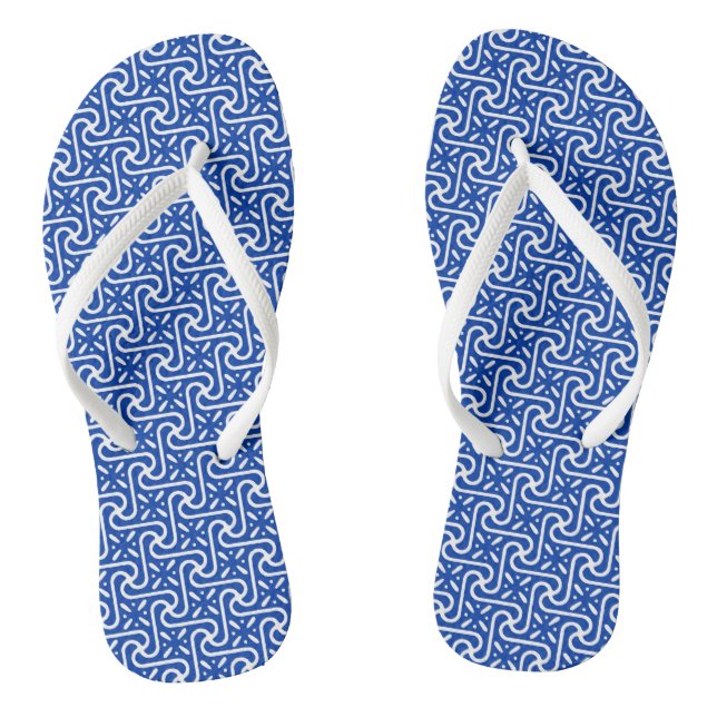 Ägyptisches Fliesenmuster, Kobalt Blau und Weiß Flip Flops (Fußbett)