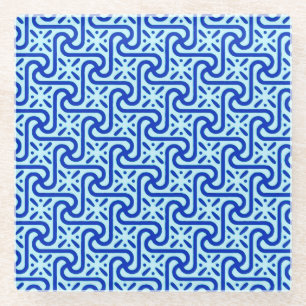 Ägyptisches Fliesenmuster, Kobalt und Himmelblau Glasuntersetzer