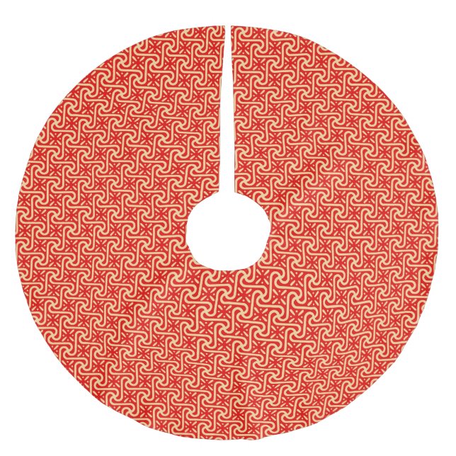 Ägyptisches Fliesenmuster, Korallenorange Polyester Weihnachtsbaumdecke (Vorderseite)