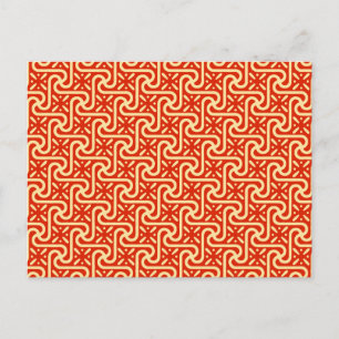 ägyptisches Fliesenmuster, korallenorange Postkarte
