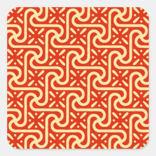 Ägyptisches Fliesenmuster, Korallenorange Quadratischer Aufkleber