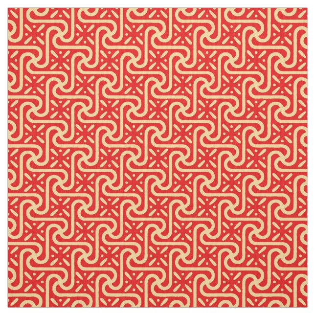 Ägyptisches Fliesenmuster, Korallenorange Stoff (Muster)