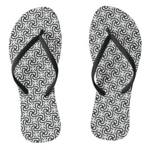 Ägyptisches Fliesenmuster, schwarz und weiß Flip Flops