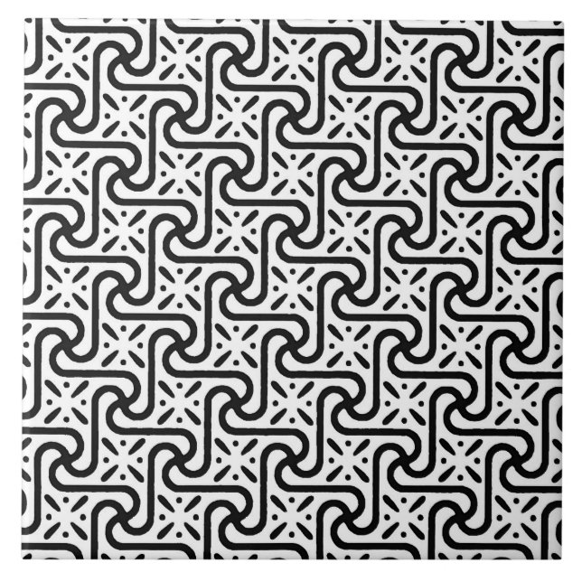 Ägyptisches Fliesenmuster, schwarz-weiß Fliese (Vorderseite)