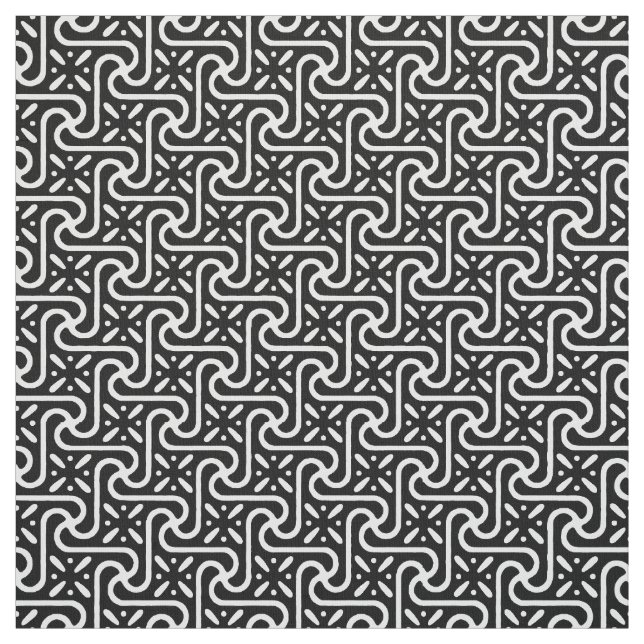 Ägyptisches Fliesenmuster, schwarz-weiß Stoff (Muster)