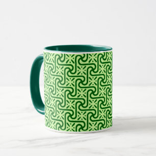 Ägyptisches Fliesenmuster, smaragdgrün und kalk-gr Tasse