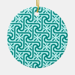 Ägyptisches Fliesenmuster, Türkis und Aqua Keramik Ornament