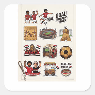 Ägyptisches Fußball-Spieltag-Sticker-Pack - Pharao Quadratischer Aufkleber