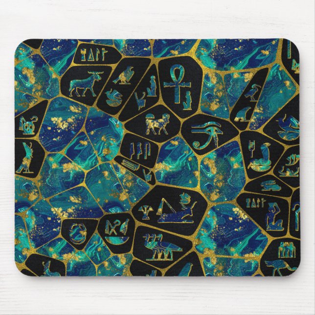 Ägyptisches Gold- und Marmor Voronoi Diagramm Mousepad (Vorne)