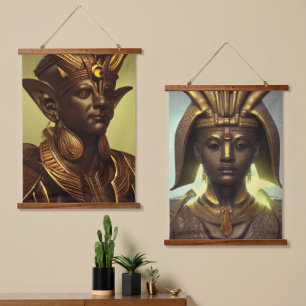 Ägyptisches Hängeband Wandteppich Mit Holzrahmen