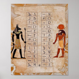 Ägyptisches Hieroglyphen-Alphabet-Diagramm Antikes Poster