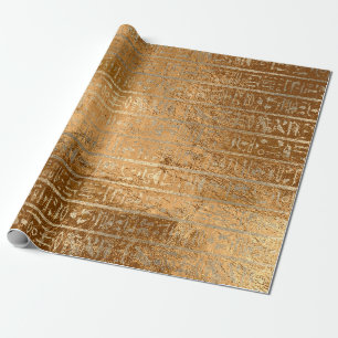 Ägyptisches Hieroglyphen-Goldgras-metallische Geschenkpapier