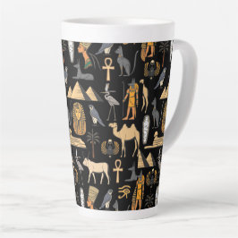 Ägyptisches Hieroglyphen-Symbol-Muster Hintergrund Milchtasse